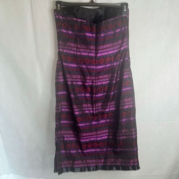 Jessica McClintock Gunne Sax Strapless Purple Mixed Print Cocktail Dress Sz 11‎ - Picture 2 of 11